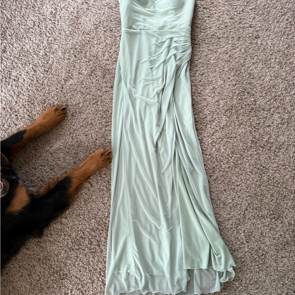 Azazie Green Maxi Dress with Flowing Silhouette